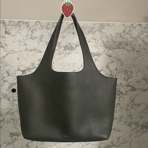 Elegant Forest Green Cuyana Leather Tote Bag